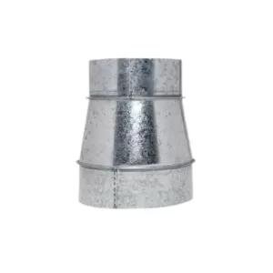 round metal ducting with two size adapters on either side.