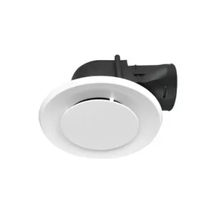 exhaust fan with white plastic face and black plastic housing
