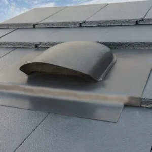 Black Low Profile roof vent on tiled roof